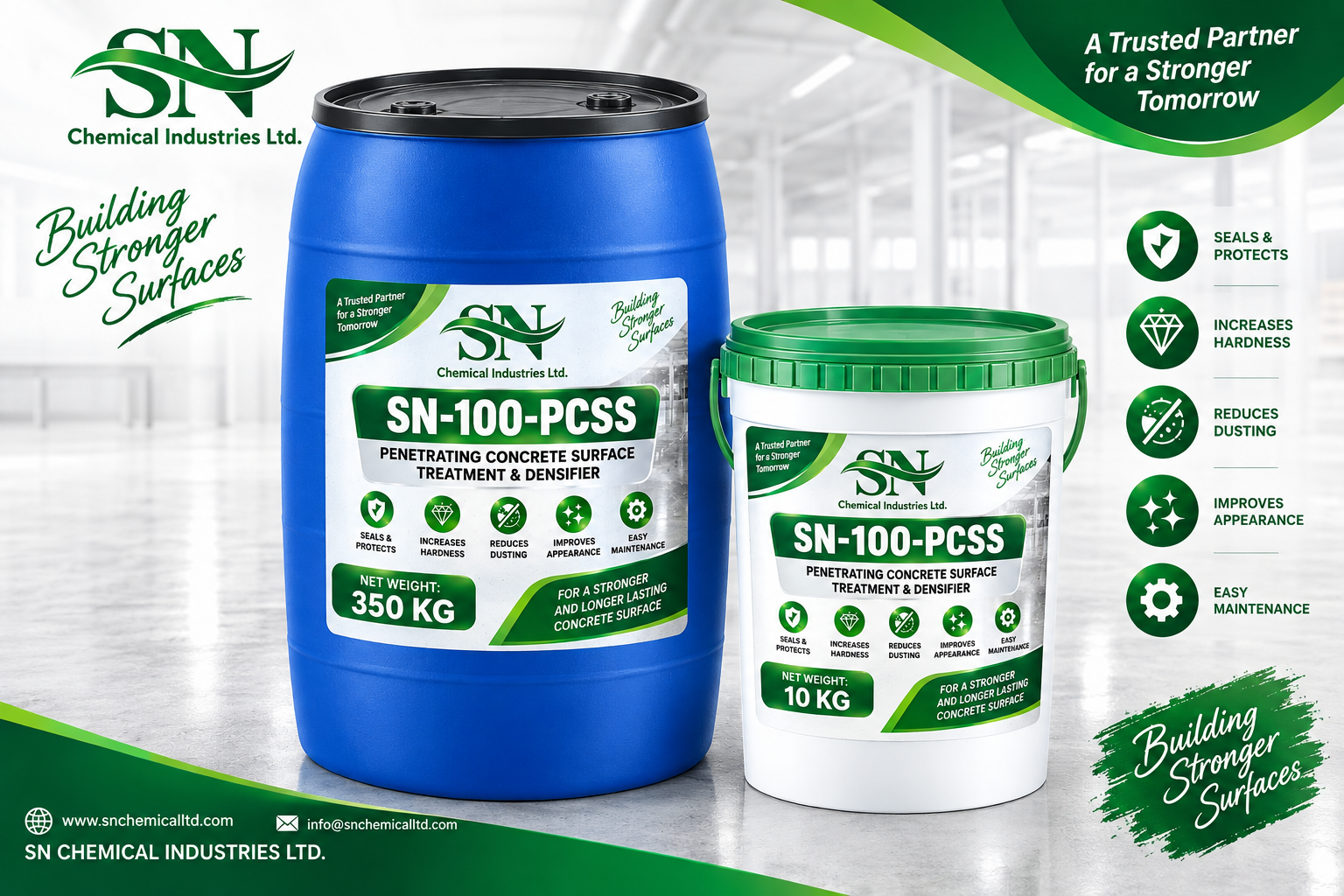 SN-100-PCSS penetrating concrete surface densifier and treatment